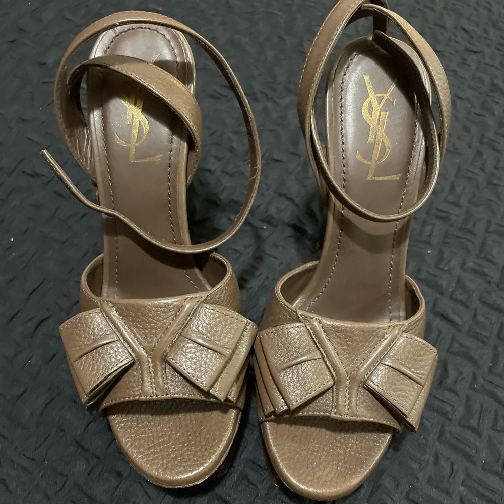 Brown Leather YSL heels worn once
